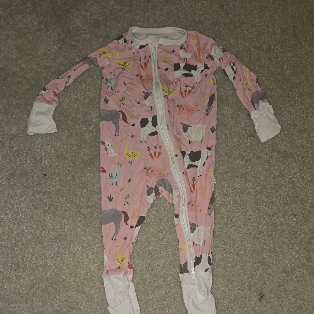 Little Sleepies Pink Farm Aninals 3-6 Month